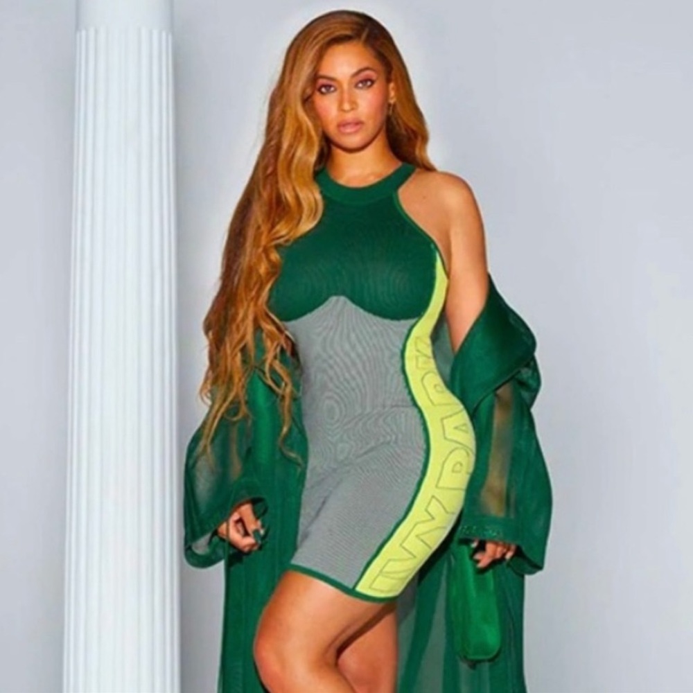🆕 Adidas x IVY PARK Beyoncé Green Knit Logo Dress M